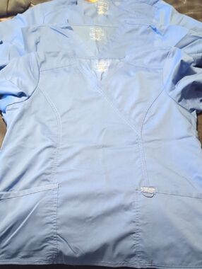 3 Sets Of Cherokee Light Blue Workwear Scrubs Tops And Bottoms